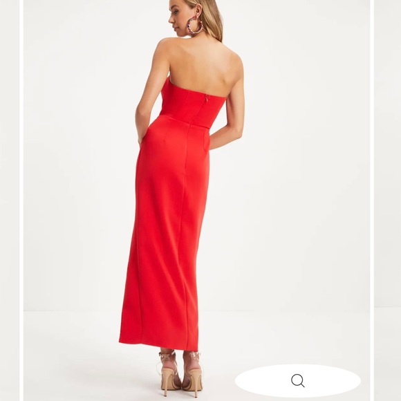 Red Vici strapless midi cocktail dress - Picture 2 of 6